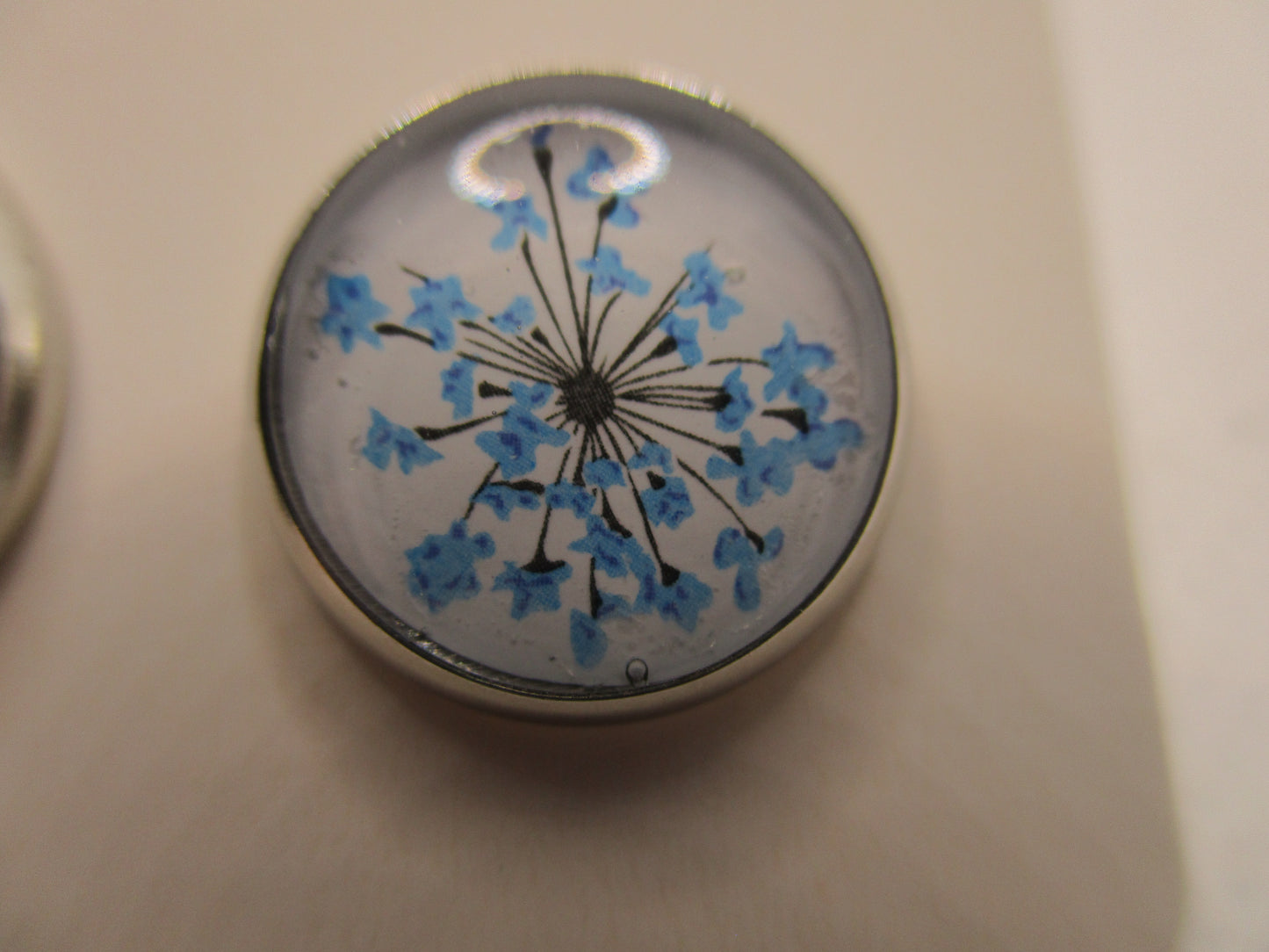 12MM Hypoallergenic Stainless-Steel Small Blue Flower Stud Earrings (Not a real dried flower)