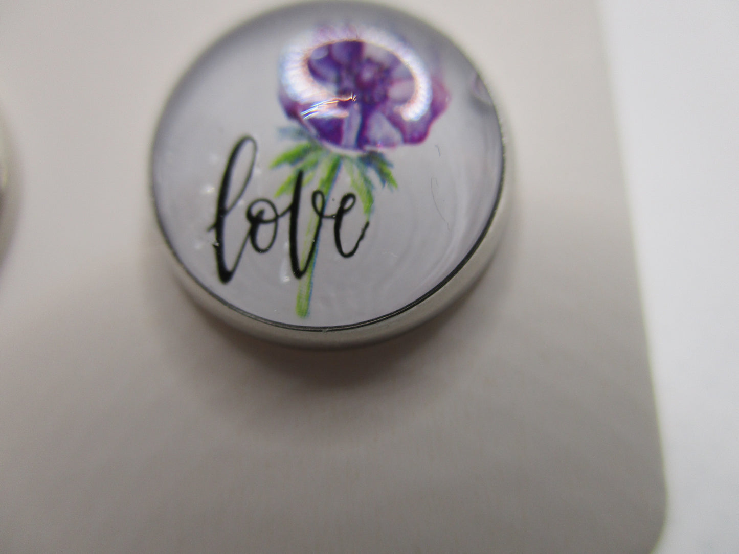 12MM Hypoallergenic Stainless-Steel Small Purple Flower Stud Earrings (Not a real dried flower)