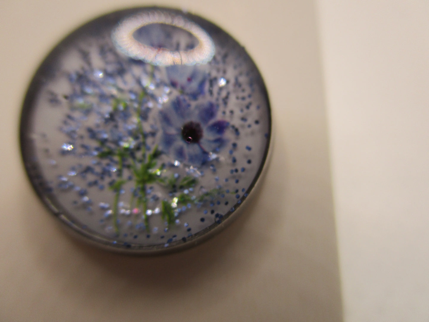 14MM Hypoallergenic Stainless-Steel Small Blue Flower With Some Glitter Stud Earrings (Not a real dried flower)