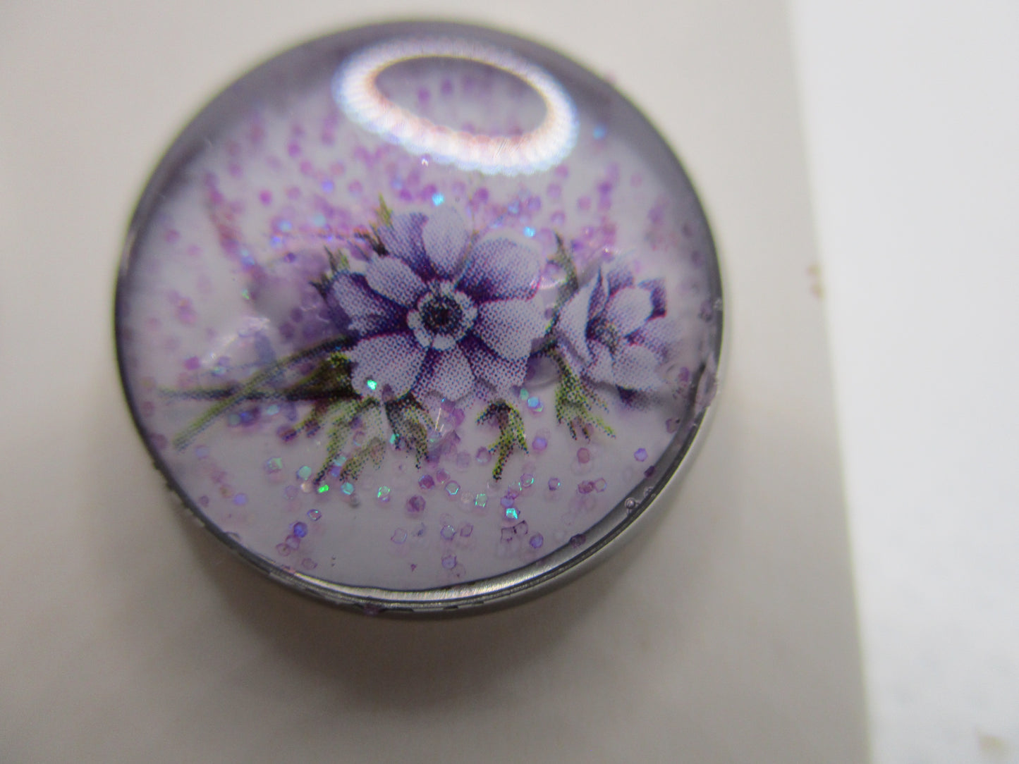 14MM Hypoallergenic Stainless-Steel Small Purple Flower With Some Glitter Stud Earrings (Not a real dried flower)