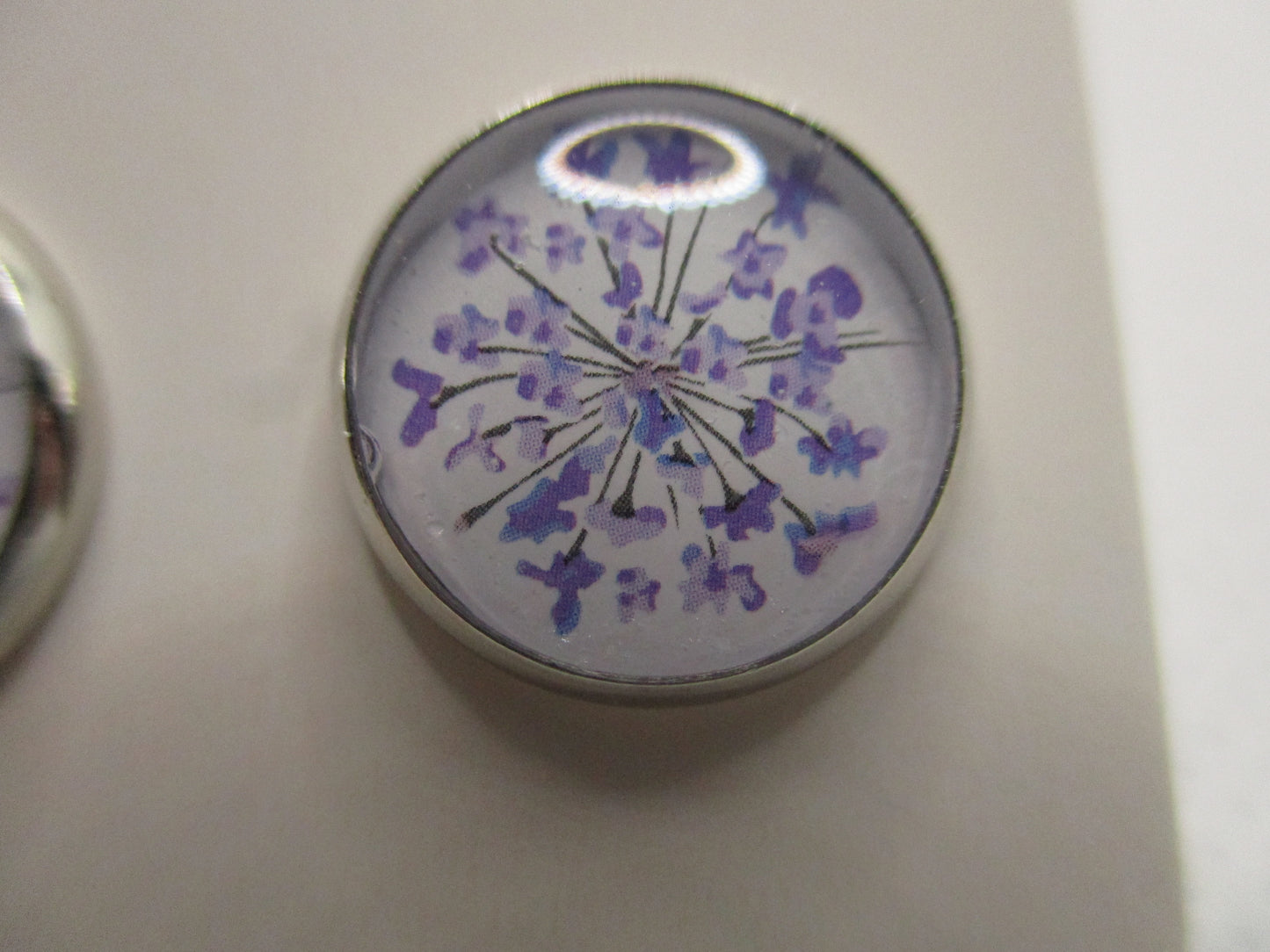 12MM Hypoallergenic Stainless-Steel Small Purple Flower Stud Earrings (Not a real dried flower)