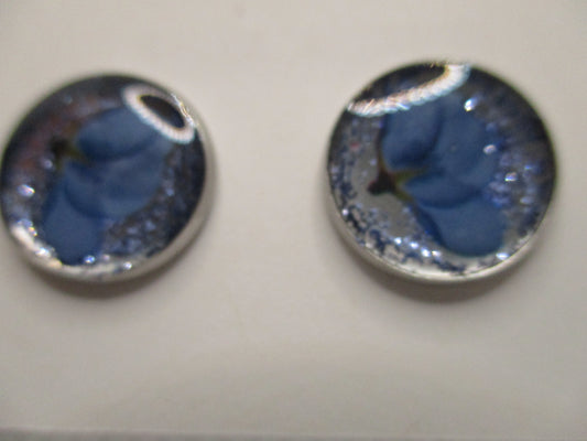 14MM Hypoallergenic Stainless-Steel Small Blue Flower With Some Glitter Stud Earrings (Not a real dried flower)