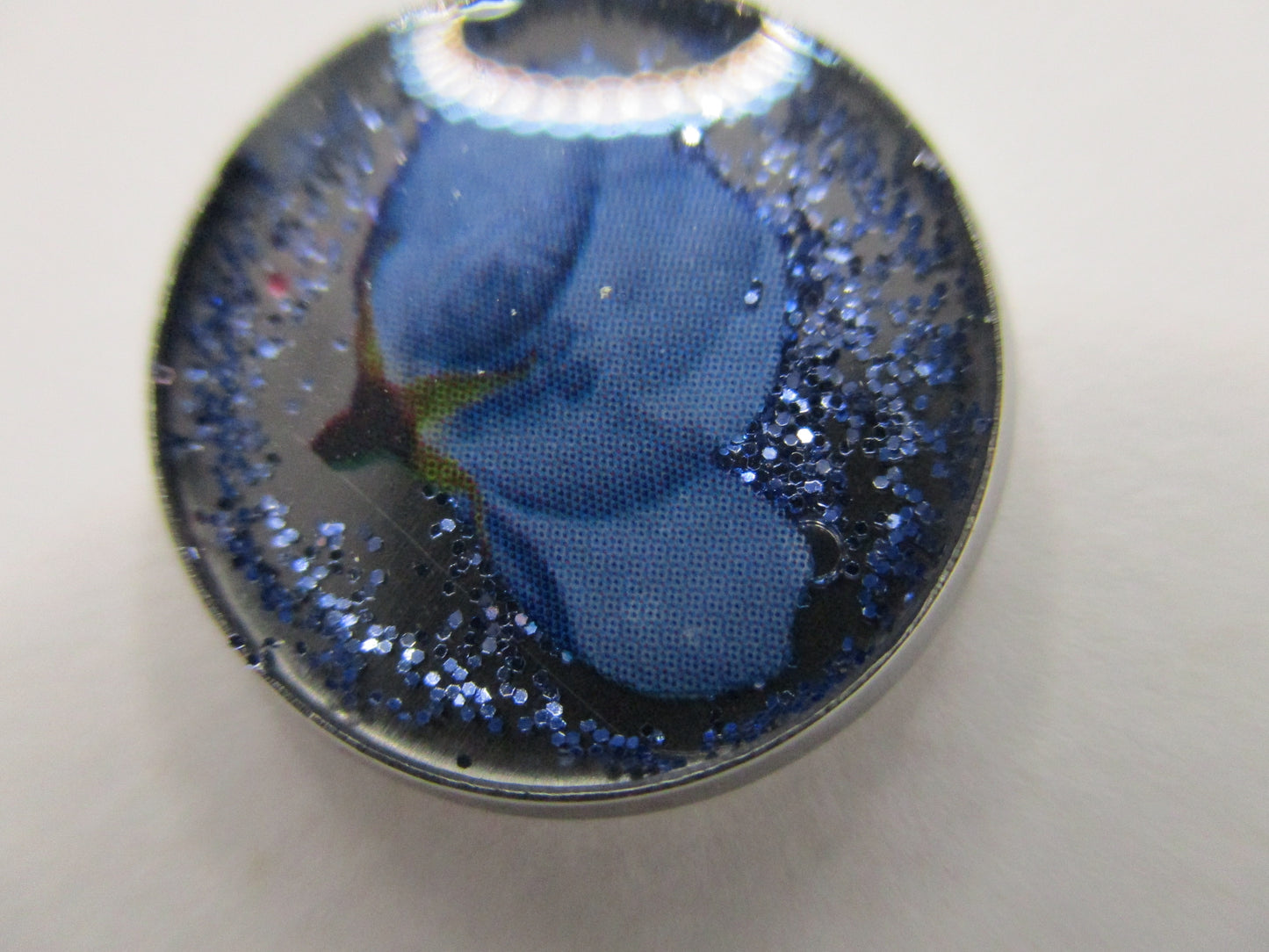 14MM Hypoallergenic Stainless-Steel Small Blue Flower With Some Glitter Stud Earrings (Not a real dried flower)