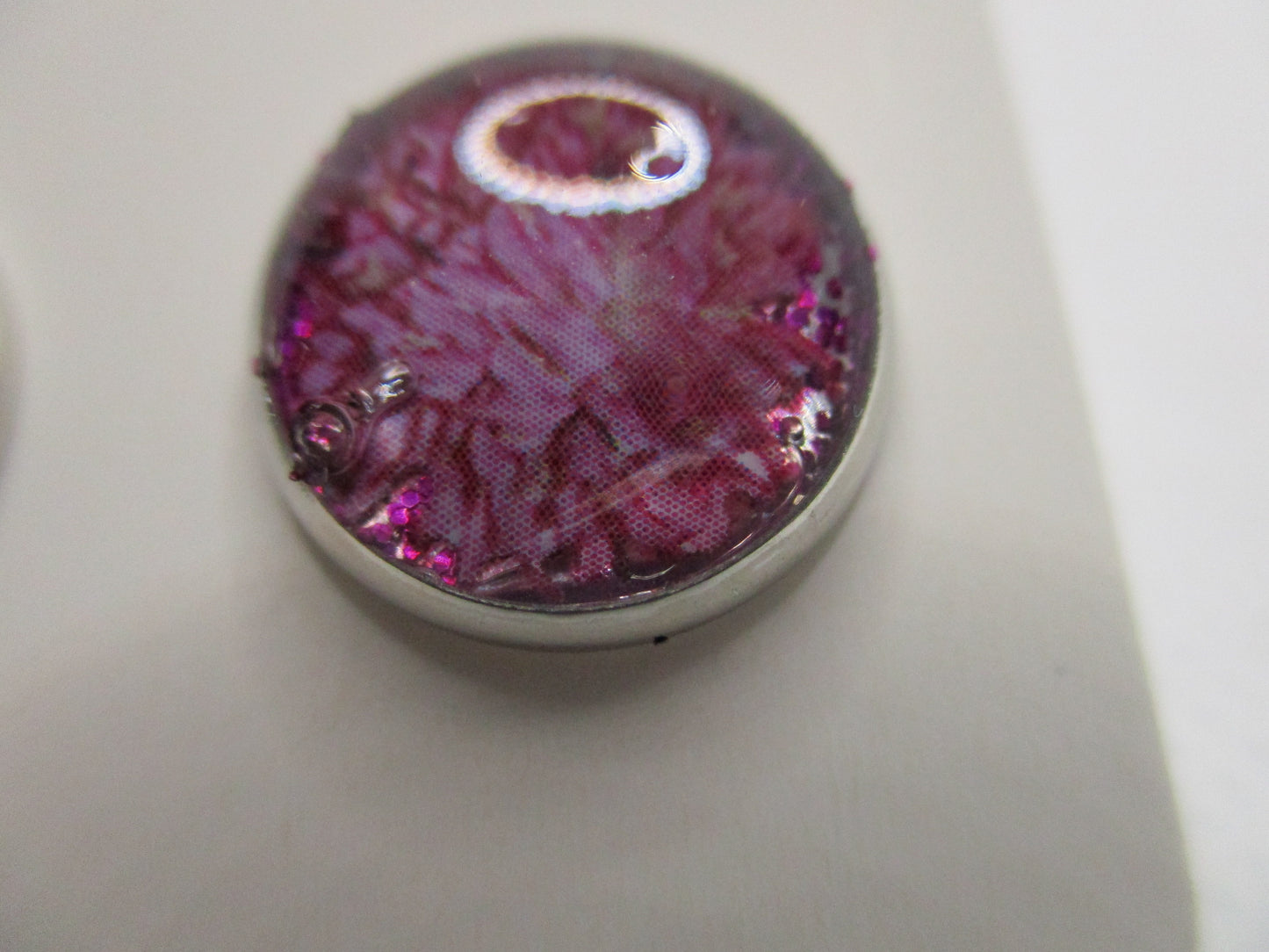 12MM Hypoallergenic Stainless-Steel Small Pink Flower With Some Glitter Stud Earrings (Not a real dried flower)